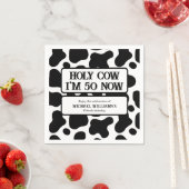 Holy Cow Funny Black White 50th Birthday スタンダードカクテルナプキン (インサイチュ)