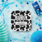 Holy Cow Funny Black White 50th Birthday ペーパープレート (パーティー)