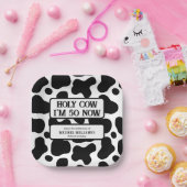 Holy Cow Funny Black White 50th Birthday ペーパープレート (パーティー)