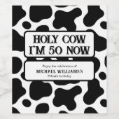 Holy Cow Funny Black White 50th Birthday ワインラベル (シングルラベル)