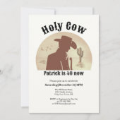 Holy Cow Funny Vintage Cowboy 40th Birthday 招待状 (正面)