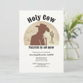 Holy Cow Funny Vintage Cowboy 40th Birthday 招待状 (スタンド正面)