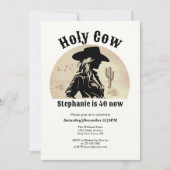 Holy Cow Funny Vintage Cowgirl 40th Birthday 招待状 (正面)