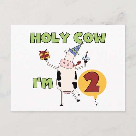 Holy Cow I'm 2誕生日Tシャツ&ギフト ポストカード (正面)