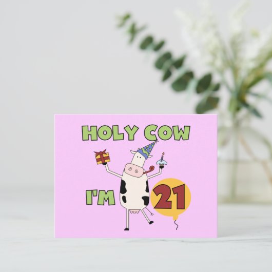 Holy Cow I'm 21誕生日Tシャツ&ギフト ポストカード (スタンド正面)