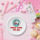 『Holy Cow I'm 30 Cartoon Cow』 ペーパープレート (パーティー)