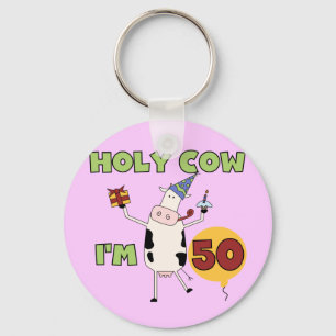 Holy Cow I'm 50誕生日Tシャツ&ギフト キーホルダー