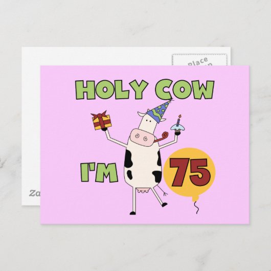 Holy Cow I'm 75誕生日Tシャツ&ギフト ポストカード (正面/裏面)
