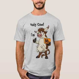 『Holy Cow I'm 80 おもしろい Cartoon 80th Cow』 Tシャツ