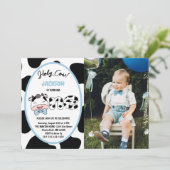 Holy Cow I'm One Boy 1st Birthday Photo 招待状 (スタンド正面)