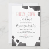 Holy Cow I'm One Girls Birthday Cowgirl Party 招待状 (正面)