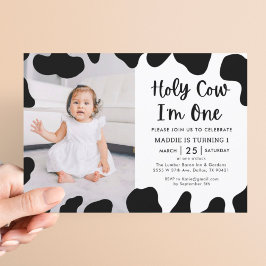 Holy Cow I'm One Photo 1th Birthday招待状 招待状
