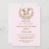 Holy Cow It's a Baby Girl Shower 招待状 (正面)