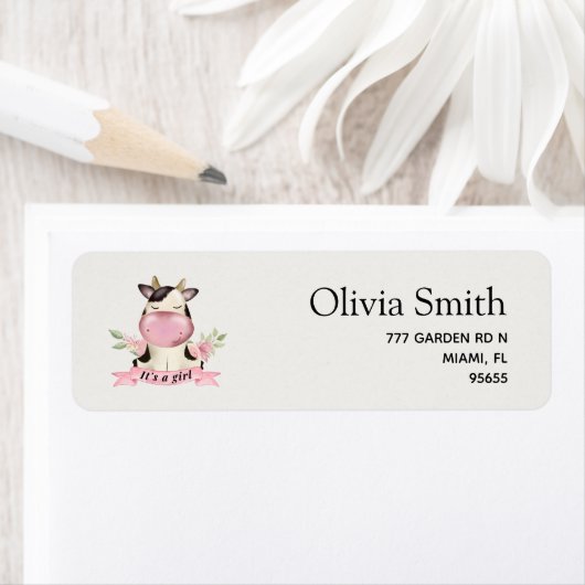 Holy Cow It's a Girl Baby shower ラベル (インサイチュ)