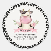 Holy Cow It's a Girl Cow Baby shower ラウンドシール (正面)