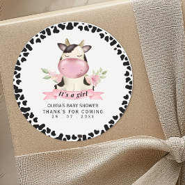Holy Cow It's a Girl Cow Baby shower ラウンドシール