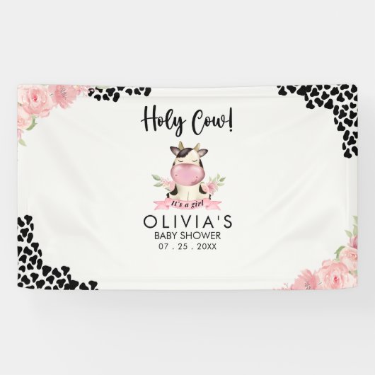 Holy Cow It's a Girl Cute Cow  横断幕 (横)