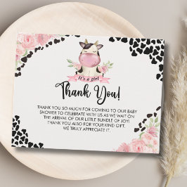 Holy Cow It's a Girl Cute Cow Baby shower サンキューカード
