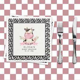 Holy Cow It's a Girl Cute Cow Baby shower スタンダードカクテルナプキン