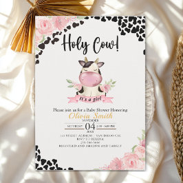 Holy Cow It's a Girl Cute Cow Baby shower 招待状