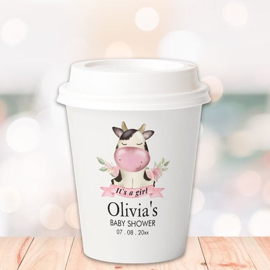 Holy Cow It's a Girl Cute Cow Baby shower 紙コップ