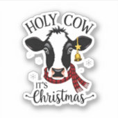 Holy Cow It's Christmas Funny Cow Lover Farm Anima シール (正面)