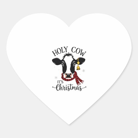 Holy Cow It's Christmas Funny Cow Lover Farm Anima ハートシール (正面)