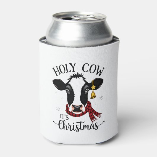 Holy Cow It's Christmas Funny Cow Lover Farm Anima 缶クーラー (缶正面)