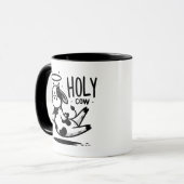 Holy Cow Meditating Mug – Floating Cow Funny Pun  マグカップ (正面左)