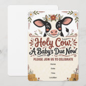 Holy Cow Moo Cow | ベビーシャワーの招待状 招待状 (正面/裏面)