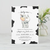 Holy Cow Pink Floral Cowgirl Baby Shower 招待状 (スタンド正面)