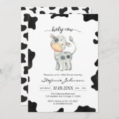 Holy Cow Pink Floral Cowgirl Baby Shower 招待状 (正面/裏面)