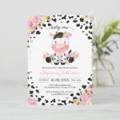 Holy Cow Pink Floral Cowgirl Baby Shower 招待状 (スタンド正面)