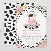 Holy Cow Pink Floral Cowgirl Baby Shower 招待状 (正面/裏面)