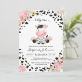 Holy Cow Pink Floral Cowgirl Baby Shower 招待状 (スタンド正面)