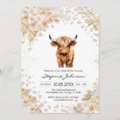 Holy Cow Pink Floral Cowgirl Baby Shower 招待状 (正面/裏面)