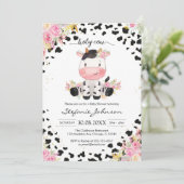 Holy Cow Pink Floral Cowgirl Baby Shower 招待状 (スタンド正面)