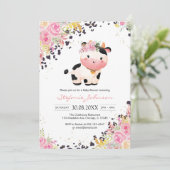 Holy Cow Pink Floral Cowgirl Baby Shower 招待状 (スタンド正面)