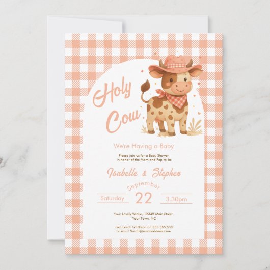 Holy Cow We're Having a Baby Rustic with Details 招待状 (正面)