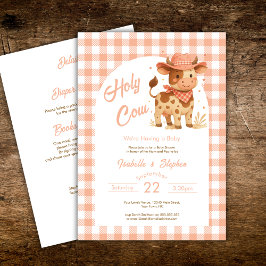 Holy Cow We're Having a Baby Rustic with Details  招待状