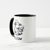 Holy Cow Yoga Mug – Levitating Moo in Zen Pose マグカップ (正面左)