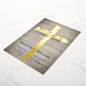 Holy Cross on wood First Communion 箔招待状 (回転した状態)