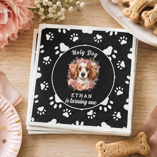 Holy Dog, I'm One | 愛犬の1歳の誕生日 スタンダードカクテルナプキン