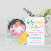 Holy Duck I'm Two Rubber Duck Photo誕生日 招待状 (スタンド正面)