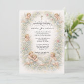 Holy Family Angels Floral Baptism Christening  招待状 (スタンド正面)