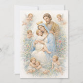 Holy Family Angels Floral Baptism Christening  招待状 (裏面)
