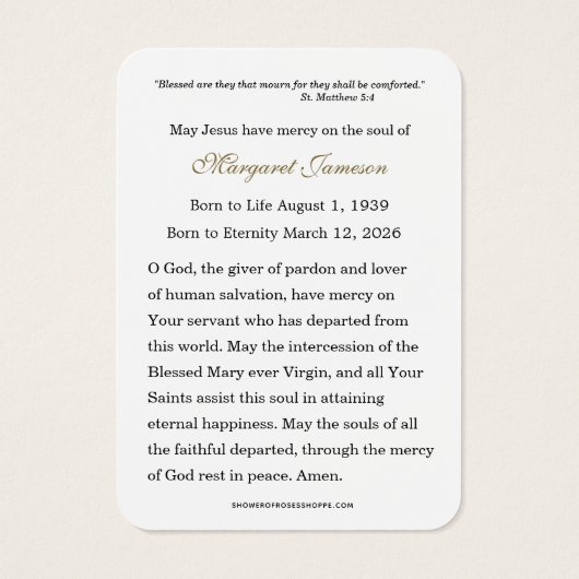 Holy Family Catholic Funeral Memorial Holy Card - (裏面)