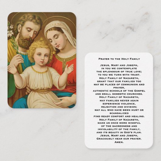 Holy Family Catholic Prayer Card プレイスカード (正面/裏面)