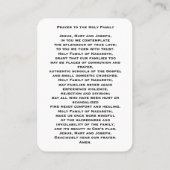 Holy Family Catholic Prayer Card プレイスカード (裏面)