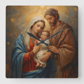 Holy Family Christmas Wall Clock For Peaceful Holi スクエア壁時計 (正面)